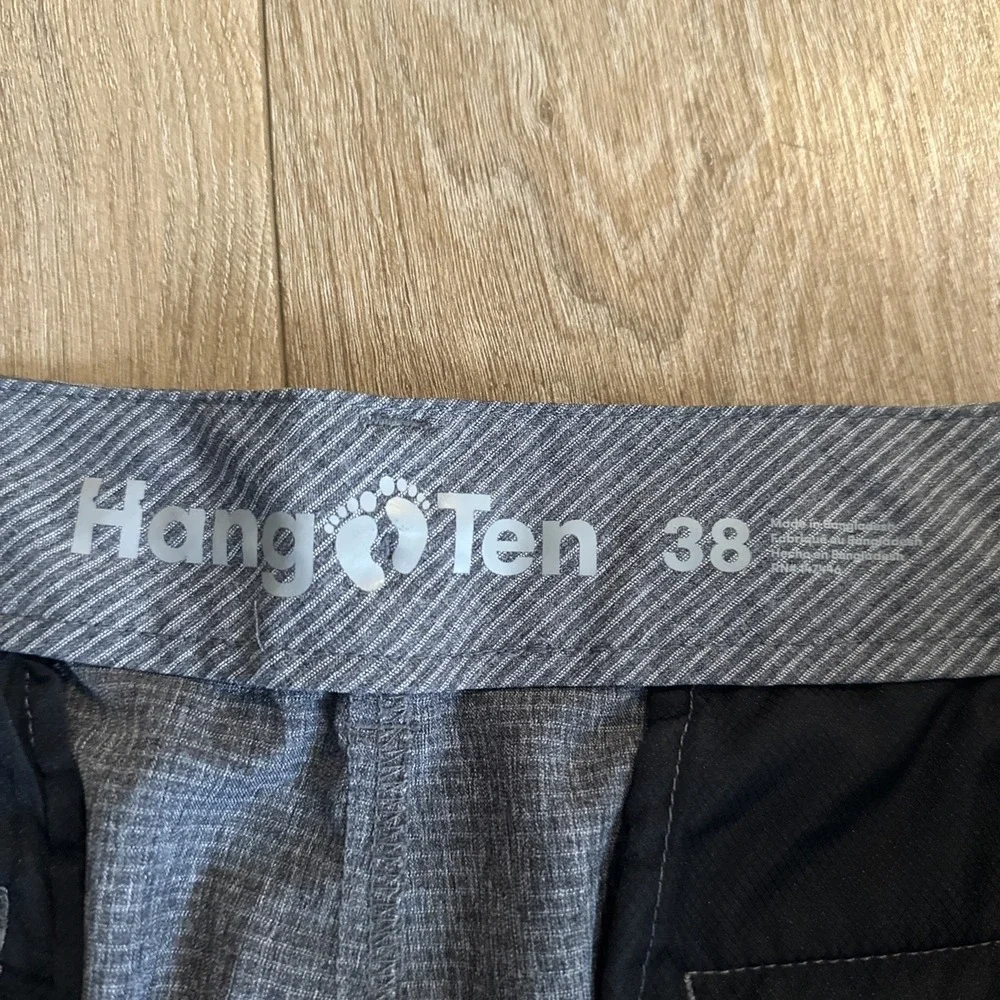 Hang Ten Mens Striped Gray Board‎ Shorts Size 38 10in Swim Vacation Surf Beach
